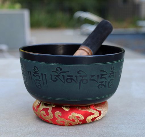 Conjunto de Cuenco de Canto Tibetano de Meditacion de Buda con Mazo y Cojin (7 Pulgadas, Buda)