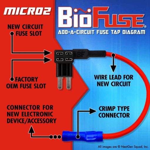 BioFuse 12V Micro2 Juego de 50 Fusibles, Tapas y Portafusibles para Coche (Lote de 50 Adaptadores de Fusibles Micro 2 Automotrices) - Imagen 4