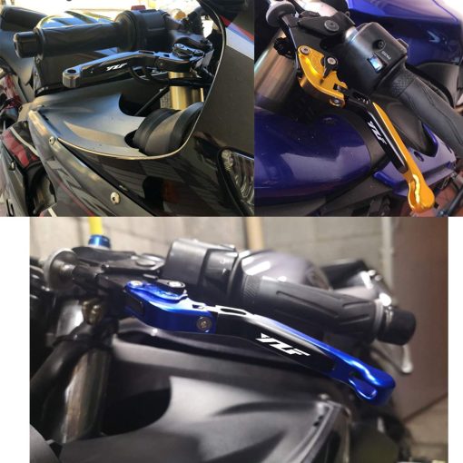 Set de Palancas de Freno y Embrague Plegables y Extensibles CNC para YZF R1 R1M R1S 2015-2020 para YZF R6 2017-2020 Azul y Negro - Imagen 2