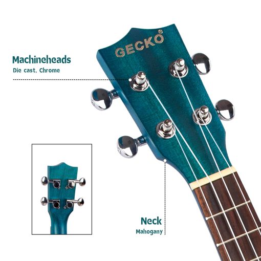Ukulele Concierto GECKO de 23 pulgadas de caoba para principiantes adultos ninos, Kit de Ukelele con Funda Correa Cuerdas de Nailon Puas Pano Manual de Inicio - Imagen 2