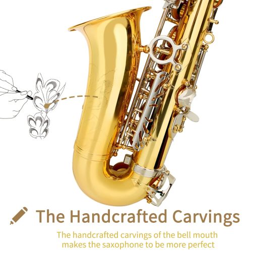 Saxofon Alto en Mi b, Saxofon Alto, Saxofon, Saxofon Alto, Saxofon para Principiantes, Saxofon para Adultos, Saxofon Adulto, Saxofon para Estudiantes, Saxofon Alto, Saxofon para Estudiantes, Dorado y Plateado - Imagen 4
