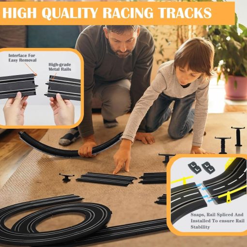Pista de Carreras de Coches de Control Remoto, 4 Coches de Carrera con Luces, Set de Pista de Carreras Electrico con 2 Controladores para Ninos de 6 a 12 Anos, Juguetes de Regalo para Ninos - Imagen 5