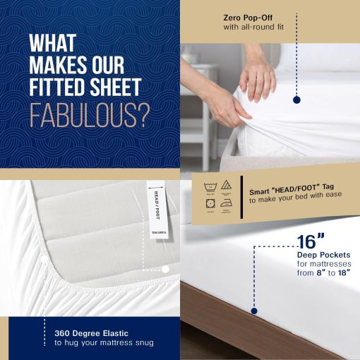 Juego de sabanas King Size 100% algodon egipcio de Texas Linen Co. - Juego de sabanas de 1000 hilos de alta calidad, tamaño King, 6 PC Set de sabanas de lujo para cama King, 16" bolsillo profundo, tejido de saten suave, color azul claro - Imagen 4