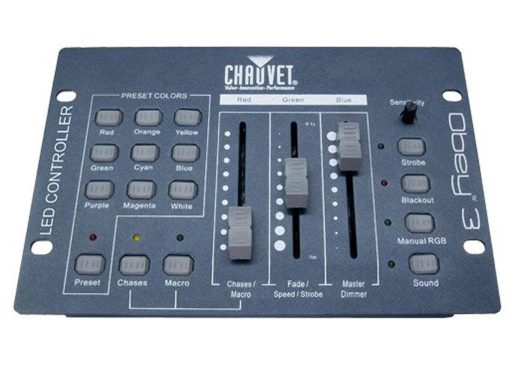 Controlador de luces LED CHAUVET DJ OBEY-3 de 3 canales DMX-512 con cable de 25' DMX3P25FT - Imagen 2