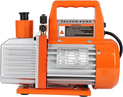 Bomba de Vacio, 110V 4.5CFM 1/3HP Bomba de Vacio de Paletas Rotativas de Una Etapa con Botella de Aceite, Bomba de Vacio de Aire Acondicionado de 1 Etapa, Kit de Bomba de Vacio para Diferentes Sistemas (4.5CFM 1/3HP) - Imagen 5