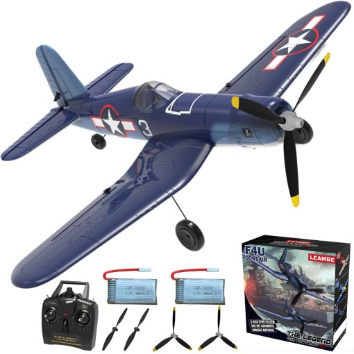 Avion RC LEAMBE de 4 Canales - Avion Acrobatico Listo para Volar, Facil Control para Principiantes, Avion RC F4U Corsair Mejor Regalo para Ninos