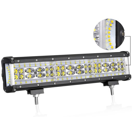 Barra de luz LED Side Shooter, Auto Power Plus 15'' 250W Quad Row Off Road Led Bar Luces de Conduccion Spot Flood Combo Luces de Niebla Led Impermeables para Camiones ATV Motocicletas Barco