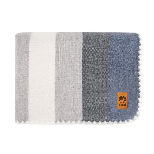 Manta de Lana de Alpaca - Manta de Cama Tamano Queen - Mantas de Alpaca - Mejor Regalo & Manta Calida, Ligera, para Sofa o Campamento - Manta de Exterior - 87 x 64 pulgadas (Gris y Azul)
