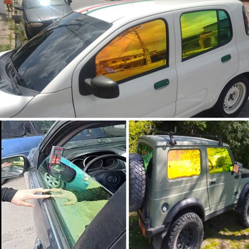 Pelicula de proteccion solar para ventanas de coche XhuangTech, Color Camaleon Dorado Verde, Pelicula de tintado solar para ventanas de coche, 76% VLT (54.33 pulgadas x 59.05 pulgadas) - Imagen 3