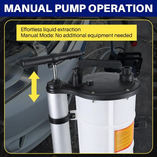 Extractor de fluidos manual DASBET 9L - Cambiador de aceite de motor operado a mano con bomba de vacio - Remover tanque de bomba manual - Imagen 4