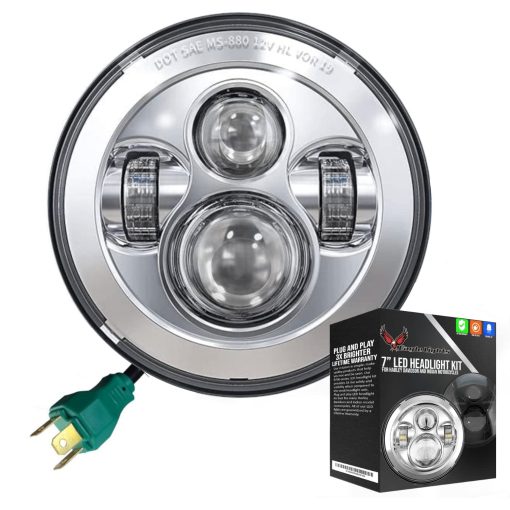 Faros LED Eagle Lights 8700C de 7" para Harley Davidson e Indian Motorcycles - Generacion I/Kit Cromado/Sin Accesorios de Instalacion