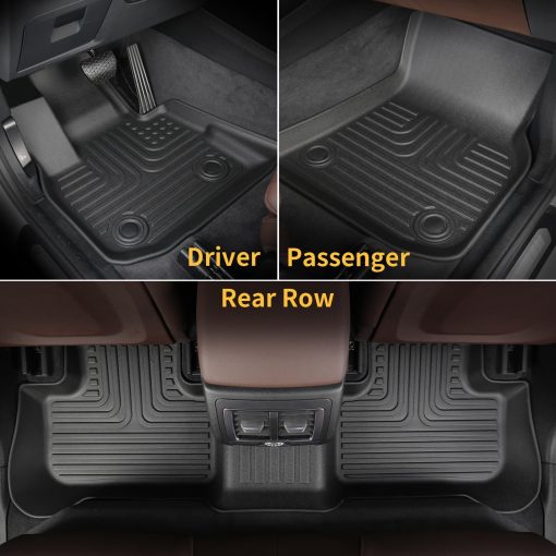 Tapetes para piso y protector de carga AZYT para GMC Terrain 2018-2024/Chevy Equinox 2018-2024 Juego de Forros Automotrices de TPE para Todo Clima Antideslizantes Impermeables Accesorios para Pisos (Tapetes de Auto+Tapete de Maletero) Negro - Imagen 6