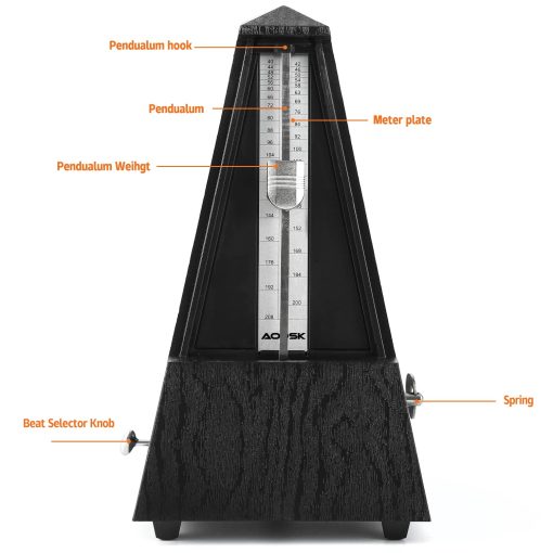 Metronomo Mecanico AODSK, Universal para Piano, Guitarra, Violin, Bateria y Otros Instrumentos, Estandar (Grano de Madera Negra) - Imagen 5