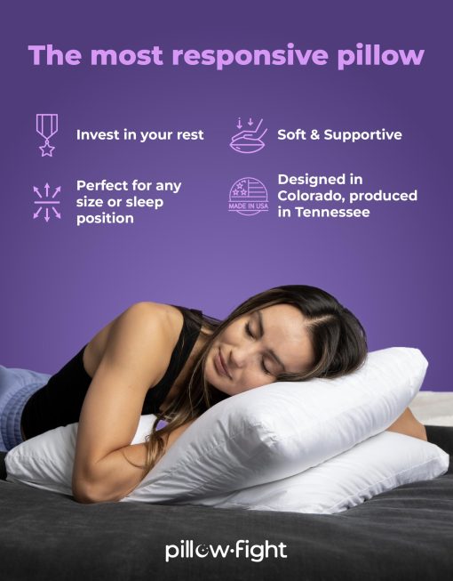 Almohada Pillow Fight Good Pillow Classic - Paquete de 2, Almohadas tamano King, Lujo y Ajustables, Almohada de Relleno Alternativo, Almohadas para Cama, Almohada Refrigerante, para Durmientes de Espalda, Estomago y de Costado - Imagen 5
