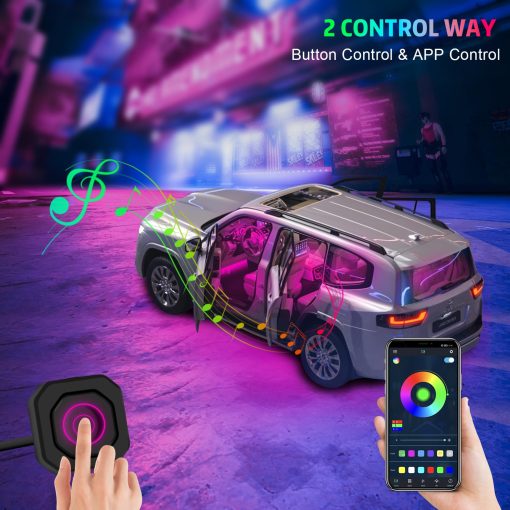 Tira de luces LED interior de acrilico para automovil, luces de neon para automovil AMKI con control inalambrico de la aplicacion, kit de luces ambientales para automovil de 10 en 1 Accesorios para automoviles con modo DIY y modo de musica, 16 millones de colores DC 12V - Imagen 8