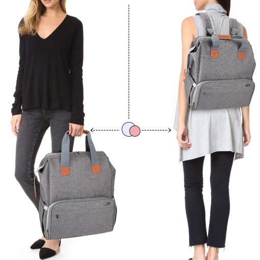 Bolso para sacaleches LUXJA con bolsa para leche materna (para cuatro botellas de leche materna de 5 onzas), mochila para sacaleches con compartimentos para la bolsa enfriadora y portatil (Adecuada para madres trabajadoras), color gris - Imagen 7