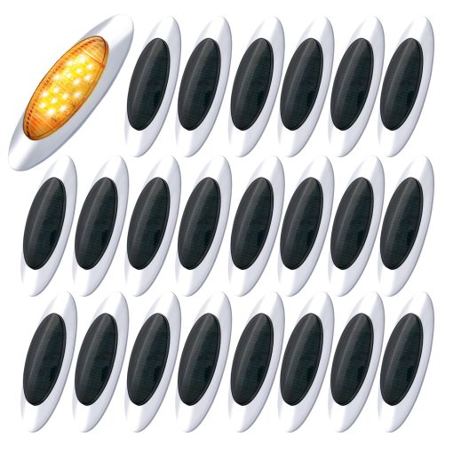 23 Luces Marcadoras Laterales de 6.5 pulgadas de Lente Ahumada en ambar con 16 luces LED ovales de MadCatz para Remolque de Camiones Paquete de 23