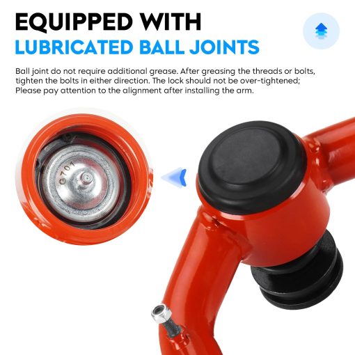 Brazos de control superior delanteros con rotulas para elevacion de 2-4" para Toyota Tundra 2000-2006, Toyota Sequoia 2001-2007, Kit de suspension ajustable 2 piezas - Imagen 2