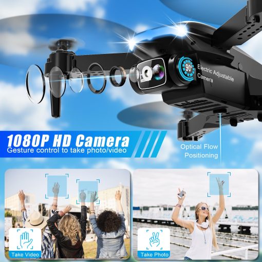 Mini Drone con Camara, Drone FPV Plegable con Altitud Estable, Control de Gravedad, Seguimiento Automatico, Vuelo de Trayectoria, Lente Ajustable de 90?, Despegue con una Tecla, 2 Baterias, Drones para Adultos y Ninos - Imagen 2