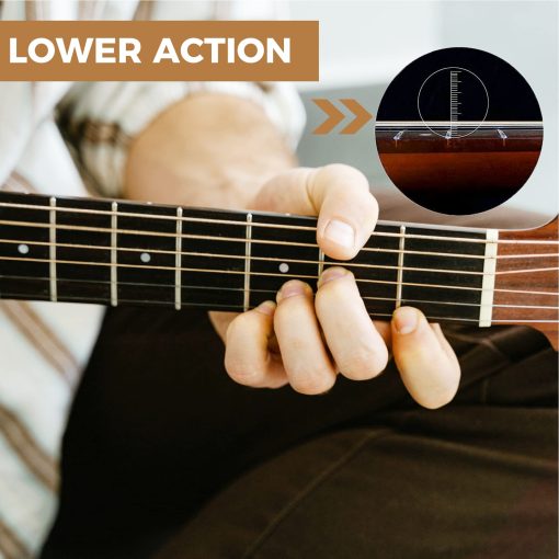 WINZZ Serie HAND RUBBED - Guitarra Acustica de Tamano Completo con Corte y Tallado para Principiantes Adultos, Kit de Inicio Completo, 41 Pulgadas Diestro, Sunburst Marron - Imagen 5