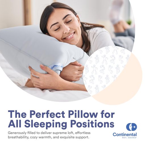 Almohadas de plumon de lujo Continental Bedding 100% tamano King Pack de 1 - Hechas en familia en Nueva York - Almohadas transpirables para dormir, para dolor de espalda, de lado y de estomago - Firmeza y loft medio de 550FP - Imagen 8