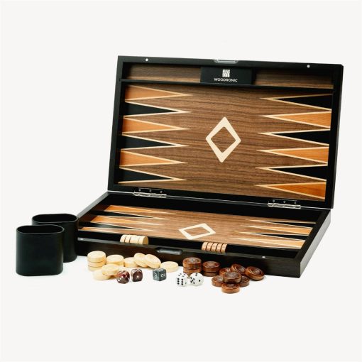 Set de Backgammon de Madera Woodronic de 17" para Adultos, Tablero Clasico Plegable, Mejor Juego de Estrategia y Juego Inteligente de Tacticas, Estuche de Caoba - Imagen 3
