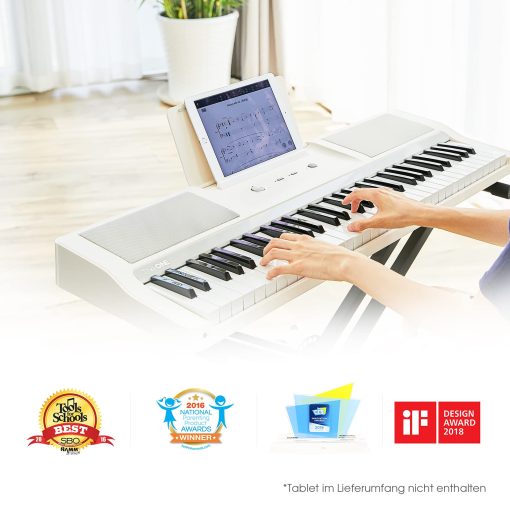 Teclado Piano THE ONE, 61 Teclas para Principiantes/Profesionales, Piano Electrico con Teclas Iluminadas, Soporte de Musica y Aplicacion de Piano, Compatible con USB MIDI/Audio/Microfono/Auriculares/Pedal Sustain - Imagen 4