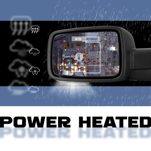 Espejo lateral compatible con espejo de remolque 2009-2018 Dodge Ram 1500 2010-2018 Dodge Ram 2500 3500 con espejo de potencia calefaccion sensor de temperatura solo lado izquierdo (cromo) - Imagen 7