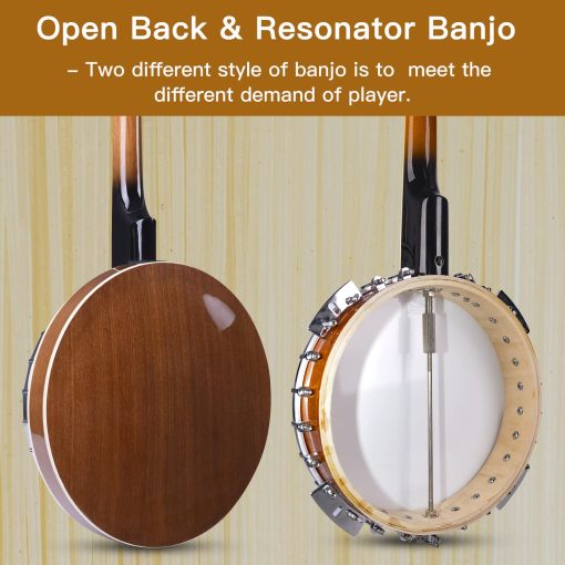 Set de Banjo de 5 Cuerdas ADM Banjo de Tamano Completo con Cabeza de Tambor Remo, Afinador de 5? Engrane, Kit de Banjo para Principiantes con Espalda Cerrada, Paquete de Regalo, Clases Gratis y Accesorios de Inicio para Adulto Adolescente, Tamano Grande - Imagen 5