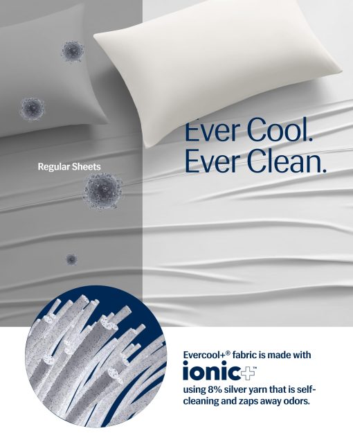 Sabana Plana REST? Evercool?+ Tamano Completo/Queen, Ropa de Cama Transpirable de Lujo para personas calurosas y sudorosas en la noche, Sabana con Hilo Plateado de Limpieza Propia Ionic+ Tejido para Pieles Sensibles, Blanco artico - Imagen 5