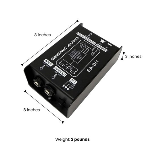 Caja Directa Pasiva Seismic Audio con Atenuador de Tierra Izquierda y Interruptor, Par de Cajas Directas Pasivas - Imagen 2