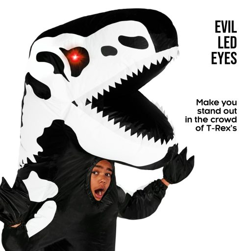 Disfraz de Dinosaurio Inflable con Ojos de Luz LED para Ninos, Disfraz de Esqueleto T Rex para Ninos, Disfraz de Esqueleto de Dinosaurio para Ninos, Disfraz de Trex para Ninos - Imagen 4