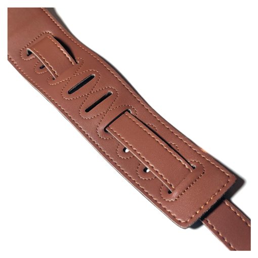 Correa de guitarra GeekPromise de grabado en relieve con aberturas, mas ancha y transpirable de cuero, adecuada para bajo electrico y guitarra tradicional (marron) - Imagen 5