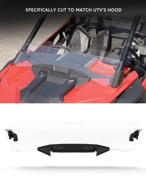 Parabrisas medio, A & UTV PRO Parabrisas delantero de poliuretano transparente con revestimiento duro compatible con Polaris RZR PRO XP 2020-2024, RZR Turbo R 2022-2024, Repalce OEM #2884966, 2 plazas - Imagen 4