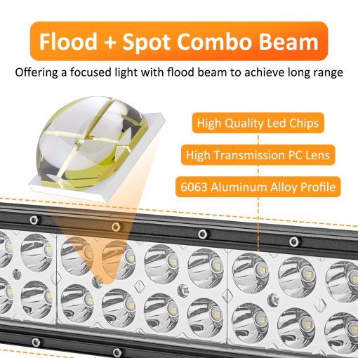 Barra de luz recta Dasen de 32" 18W con 4" LED Pod para montaje en la parte superior del techo del parabrisas A-Pillar Roll Bar Work Lights con soportes y kit de cableado compatible con Polaris RZR 900 1000 - Imagen 3