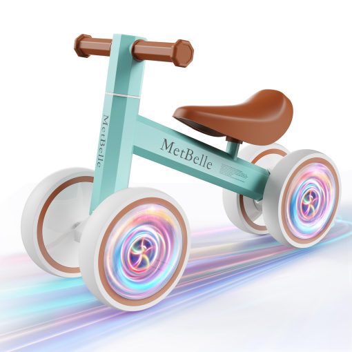 Bicicleta de equilibrio para bebes con luces coloridas para ninos y ninas de 1-2 anos, 10-24 meses, bicicleta de equilibrio para empujar, 4 ruedas, primera bicicleta para ninos, regalos de cumpleanos para ninos pequenos en edad preescolar