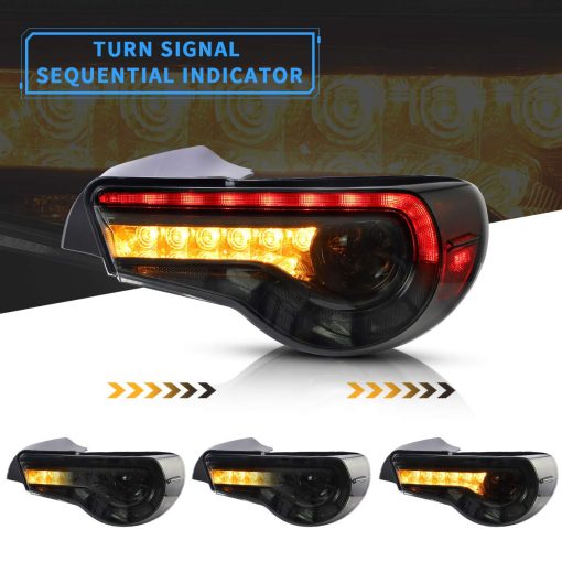Juego de luces traseras LED VLAND compatibles con Scion Fr-s 2013-2016 Toyota86/Subaru Brz 2013-2020 con secuencia ambar, estilo OE ensamblaje de lampara trasera que incluye lados del pasajero y del conductor, humo/tintado - Imagen 6