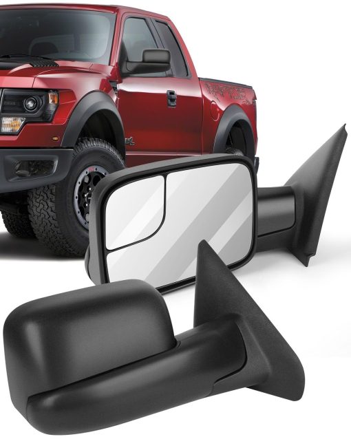 Espejos de Remolque de Reemplazo ECCPP para Dodge Ram 1500 2500 3500 03-08 Negro Manual Par de Espejos Laterales