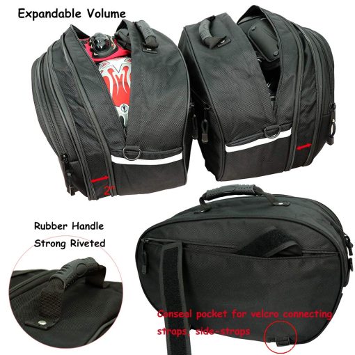Niche 2pcs Bolso de Sillin de Moto de Lujo, Bolso Lateral, Alforja para Moto de Calle y Deportiva, Expandible e Impermeable NMO-8209 - Imagen 4