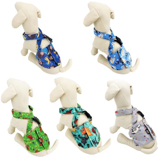 Panal para Perro Macho con Banda en el Vientre Reutilizable Lavable con Tirantes de Felpa Suave (L: Cintura 16" - 19", Paquete de 5 Colores)