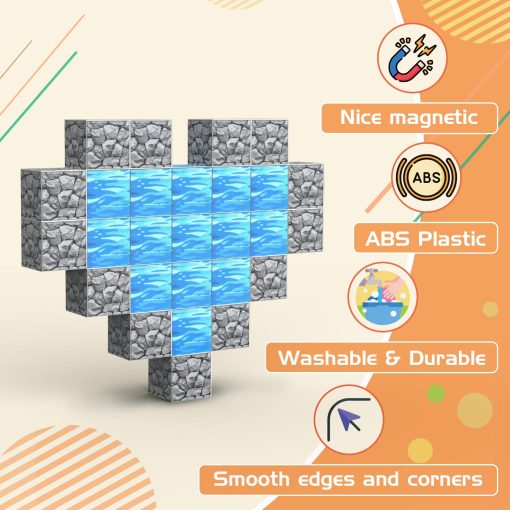 Bloques Magneticos AESGOGO, 72 Piezas Juguete STEM Montessori para Crear un Mundo con Imanes DIY, Juguetes de Construccion Creativos para Ninos Ninas Edades 3-5 5-7 6-8, Apilamiento de Cubos para Ninos Pequenos. - Imagen 6