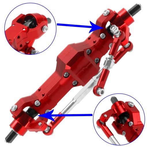 Vgoohobby Eje del Portal de Metal Frontal Trasero de Aleacion de Aluminio Compatible con WPL B14 B16 B24 B36 HengLong FeiYu JJRC 1/16 Coche RC (Rojo) - Imagen 4