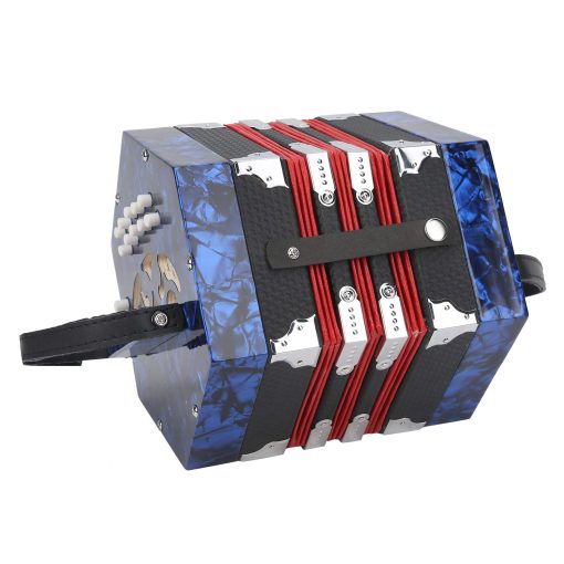 Acordeon Instrumento de Concierto Concertina Instrumento con Correa de Mano Ajustable con Bolsa Acordeon Profesional Concertina, Acordeon para Ninos Principiantes Adultos Suministros de Instrumentos Musicales (Azul Real) - Imagen 2