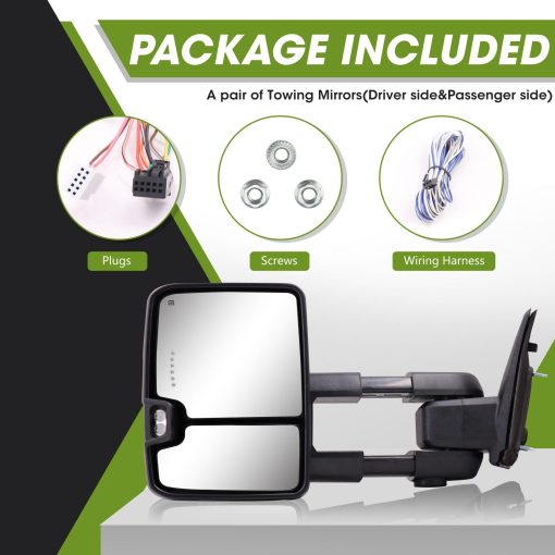 Espejos de remolque SIZIOM Switchback para Dodge Ram 1500 2009-2018, Ram 2500 3500 2010-2018, Ram Classic 2019-2023, Senal de giro dinamica, Luz de respaldo, Lampara de charco, Extensible, Par de espejos de remolque ajustables electricos - Imagen 9