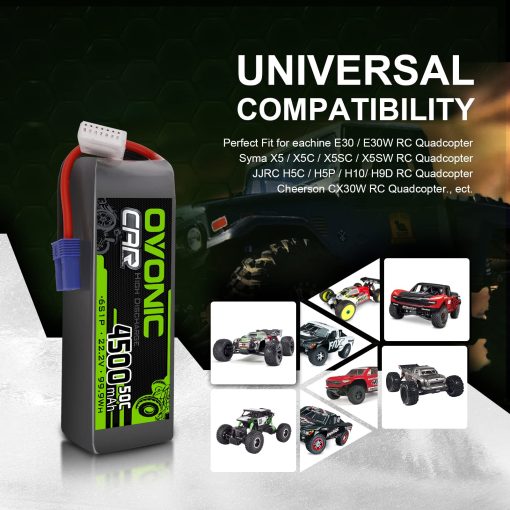 Bateria Lipo OVONIC 6S 22.2V 50C 4500mAh RC Lipo EC5 Enchufe Estuche Blando para Drone de Clase X Carreras 70MM 8MM 90MM EDF Quadricoptero Avion Helicoptero Coche Camion (Paquete de 2) - Imagen 5