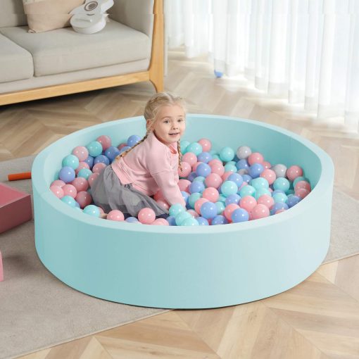 TRENDBOX Gran Piscina de Bolas de Espuma Suave 130 x 30 cm, Piscina Redonda de Esponja Grande NO incluye Bolas, para Interiores, para Ninos Pequenos, Parque Infantil - Azul Claro - Imagen 4