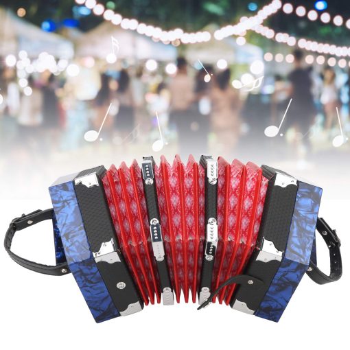 Acordeon Instrumento de Concierto Concertina Instrumento con Correa de Mano Ajustable con Bolsa Acordeon Profesional Concertina, Acordeon para Ninos Principiantes Adultos Suministros de Instrumentos Musicales (Azul Real) - Imagen 6