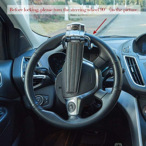 Bloqueo de volante para automovil Blueshyhall, dispositivos antirrobo con martillo de seguridad para vehiculos automoviles, camiones, y SUV, Negro - Imagen 6