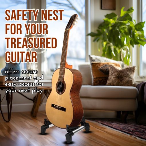 Soporte para Guitarra Plegable Ajustable de Marco en A para Guitarra Acustica Electrica Clasica y Bajo, Violin, Ukulele, Banjo, Mandolina Portatil y Ligero Flexzion - Imagen 5