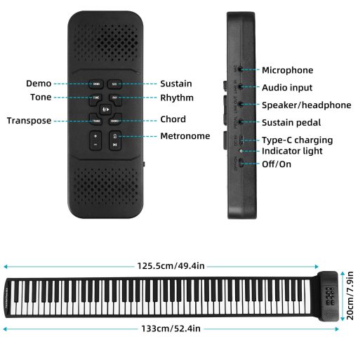 Piano Plegable para Niños Lujex, Teclado Digital Flexible Suave para Principiantes y Niños (Negro-88 teclas) - Imagen 6